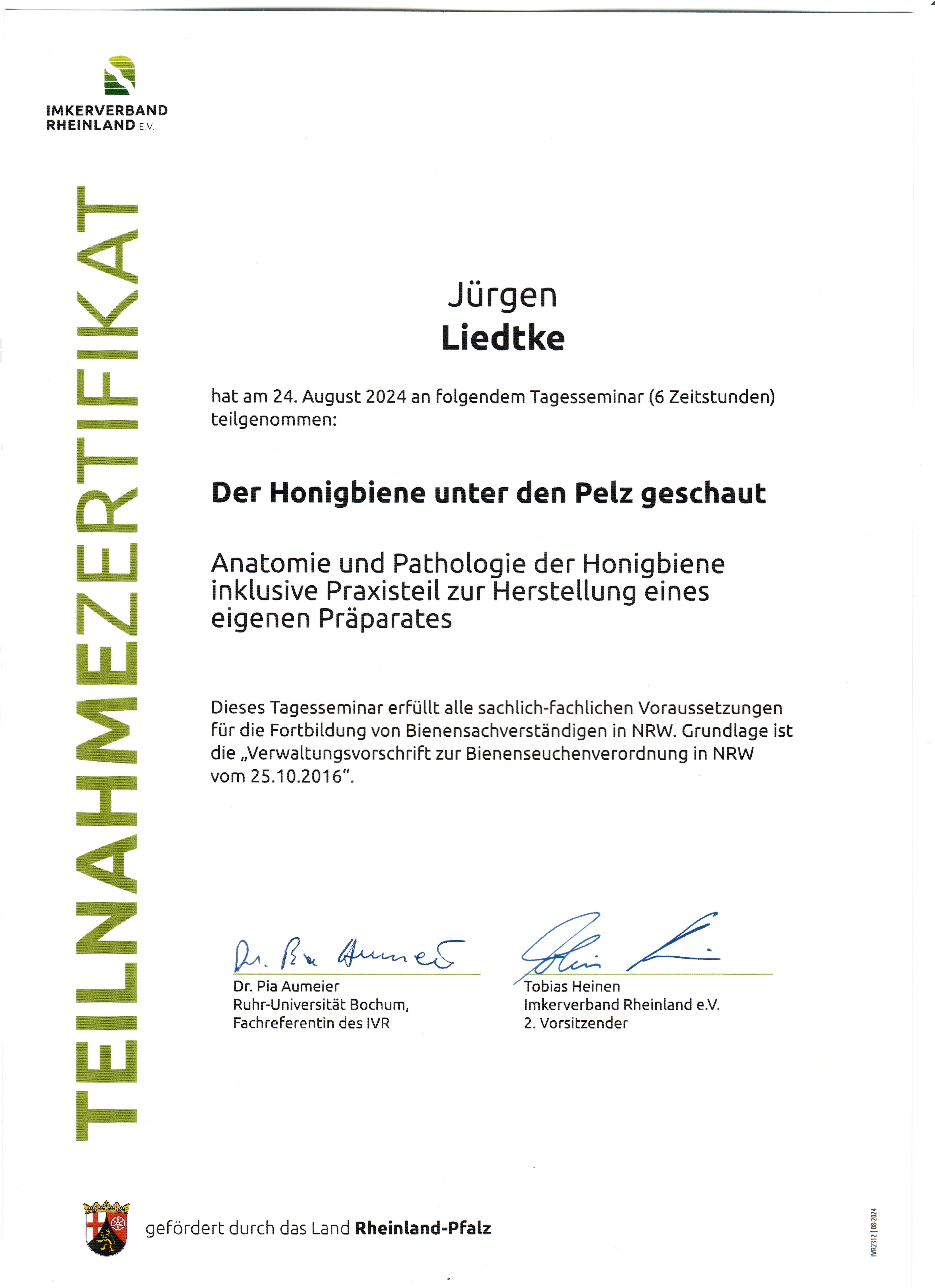 Zertifikat Pelz Jürgen